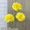 Buquê amarelo multi-cabeça longo ramo rosa peônia hortênsia amarelo claro casamento estrada de casamento fundo de chumbo flor falsa flor de seda