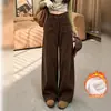 Pantalones de Pierna Ancha de Pana Verde Retro para Mujer 2026 Otoño/Invierno Nuevo Lanzamiento Corte Relajado Cálidos con Felpa Interior Pantalones Rectos