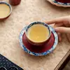 Mojie Vinho Tinto Azul Dourado Padrão Borboleta Doméstico Kung Fu Conjunto de Chá Bule de Cerâmica Tigela com Tampa Suporte para Bule Xícara do Mestre Xícara de Chá Xícara de Chá