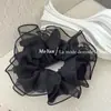 Goma para el pelo de malla con pedrería para superficie AB estilo coreano, coleta alta, flor para el pelo, cuerda para el pelo