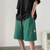 Shorts Pesados Masculino Verão Estilo Americano Retro Tendência Etiqueta Cinco Pontos Calça de Praia Solta Tamanho Grande Calças Esportivas Casuais