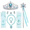 Conjunto de Tiara, Luvas, Brincos, Anel, Coroa, Varinha Mágica de Elsa para Crianças Congeladas Transfronteiriço