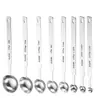 Venta directa de fábrica juego de cucharas medidoras de acero inoxidable 304, cuchara medidora para condimentos y café, herramienta para hornear con escala, leche en polvo