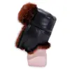 Sombrero Nuevo Invierno Sombrero Lei Feng PU Engrosado Protección Orejas Grandes Sombrero para Montar a Prueba de Frío Imitación Zorro Lana Larga Sombrero de Algodón
