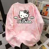 Sudadera Redonda con Estampado de Gatito Lindo Estilo K-Pop Vibe Americano para Mujer Otoño e Invierno Casual Vintage Tie-Dye
