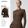 Nueva chaqueta deportiva de yoga lulu estilo europeo y americano, mismo modelo OEM, top deportivo exterior de manga larga ajustado para mujer, hecho a medida