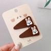 Pinza para el pelo de niños estilo Mori vintage para Otoño e Invierno, clip BB estilo Minimentary color marrón leche, clip para flequillo de conejo de dibujos animados y flor para mujer