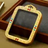 Concha Tangka, Caixa Redonda de Aço Titânio Branco-Amarelo, Caixa Gawu de Lado Único/Dupla Face, Caixa de Metal Estilo Tibetano, Caixa de Amuleto Buda do Zodíaco
