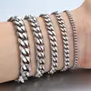 Pulseira Seis Lados Simples para Casal Transfronteiriça Pulseira de Aço Titânio Europeia e Americana Corrente Cubana Personalizada Pulseira Tendência Hip-hop