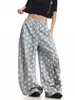 Pantalones casuales de pierna ancha, estilo americano, corte relajado, diseño creativo con bordado de letras, estampado de estrellas, para hombres y mujeres, adecuados para danza jazz