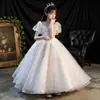 Vestido de Festa de Alto Padrão para Crianças, Traje de Princesa para Aniversário de Meninas, Saia de Tule, Traje Elegante e Moderno para Performance de Piano para Dez Anos