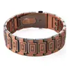 Artículo Popular Transfronterizo: Pulsera Magnética Antigua de Cobre Rojo de Tres Filas para Hombre con Escudo Grabado de Cruz, Versión Ancha con Cierre Magnético
