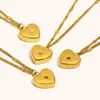 Moda Europeia e Americana Transfronteiriça Nicho Versátil Pingente Aço Inoxidável Banhado a Ouro 18K Mini Zircônia Coração Flor de Mês Colar