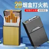 Novo porta-cigarros recarregável com isqueiro, design integrado, resistente à pressão, à prova de umidade, tampa flip magnética, capacidade super grande para 20 cigarros, pacote masculino