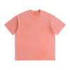 230g Marca de Moda Oversized Vintage Lavado Desgastado Algodón Puro Camiseta Estilo Urbano Peso Pesado Estampado Copo de Nieve Unisex Manga Corta