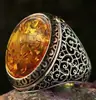 Europa e Estados Unidos jóias transfronteiriças retro esmeralda natural velha escultura em prata totem anel masculino anel anel