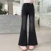 Pantalones acampanados para niñas, colección de primavera y otoño, pantalones vaqueros negros elásticos para niños mayores, pantalones acampanados modernos y elegantes para otoño, pantalones para niños