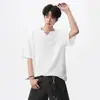 Camiseta Holgada Bordada de Moda de Marca Blanca con Cuello en V y Patrón de Gofre para Hombre, Nueva de Verano, Casual Versátil