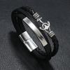 Pulsera de Cuero Trenzado Multicapa de Aleación de Moda Europea y Americana con Ancla para Hombre Pulsera de Exportación Joyería Transfronteriza Transfronteriza