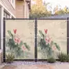 Nova cortina de privacidade para grade de varanda com pintura a tinta estilo chinês de lótus, cortina de privacidade para villa, tela de privacidade para grade de terraço, tecido à prova de chuva e à prova d'água