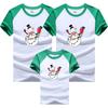 Camiseta de manga corta con manga raglán, ropa familiar para padres dobles, muñeco de nieve de Año Nuevo, rojo + blanco, algodón fino, ropa familiar, ropa infantil al por mayor