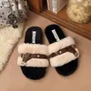 Pantuflas de Piel Gruesas y Cálidas para Otoño e Invierno para Mujer, Se Pueden Usar Afuera, Aumentan la Altura, Adelgazantes, Suaves, Elásticas, Cómodas, Para Personas Perezosas, Chanclas de Una Correa, Engrosadas, Modernas