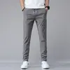 Calças Casuais Masculinas de Outono de Alta Qualidade de Hong Kong, Calças Longas Retas Slim Fit, Calças Esportivas Masculinas com Stretch Estilo Coreano Versáteis para Primavera/Outono
