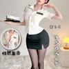Secretária sexy sedutora uniforme lingerie sexy role playing camisa branca vestido justo saia curta paixão policial feminina