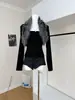 Cárdigan Peludo Negro de Manga Larga Estilo Americano Picante para Mujer, Otoño e Invierno, Puro Deseo, Diseño Ajustado, Top Sexy sin Mangas