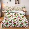Juego de Cama de Tres Piezas Temu Grinch Navideño Juego de Cama de Decoración de Dormitorio de Tres Piezas Se Puede Enviar Jit