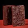 Madeira de Jujuba Raiada Pingente de Zhao Gongming Deus da Riqueza Dupla Face Brilho Dourado e Estrela Roxa Relevo Ferramenta de Ritual Taoísta de 46 Cartas para Manuseio