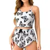 Conjunto de Pijama Sexy de Venda Quente Transfronteiriço com Estampa de Borboleta, Camisola e Shorts, Confortável e Casual, Pode Ser Usado Fora, Roupa de Casa Feminina