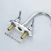Grifo de Lavabo de Cobre Puro con Doble Manija, Doble Agujero, Triple Agujero, Doble Llave, Caliente y Frío, para Lavabo, Fregadero de Cocina, Estilo Lujo Ligero