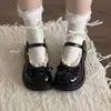 Lindos zapatos de cuero para mujer, redondos, de una tira, con cordones poco profundos, nuevo estilo otoño 2026, adecuados para combinar con faldas, zapatos Mary Jane vintage.