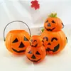 Linterna de Calabaza de Halloween Portátil Tarro de Dulces de Calabaza Accesorios para Actuaciones Infantiles Cubo de Calabaza Luminoso Decoraciones con Tapa