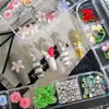 Popular Transfronteiriço Misturado Estéreo Borracha Macia Flor Resina Fantasia Gelo Transparente Flor de Cinco Pétalas Cereja Caixa Longa Acessórios de Diamante