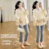 Nueva Camisa de Maternidad Otoño 2026 Cuello en V con Cordones Holgada Estilo Babydoll para Mujeres Embarazadas