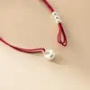 Pulsera de Hilo Rojo con Cuentas de Plata S925 Nalan Diseño Artístico Retro Estilo Chino Pulsera Ajustable S8584