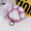 Colgante de Felpa de Pata de Gato Llavero Lindo de Gato Adorno Pata de Piel Sintética de Visón Corazón de Niña Colgante de Gato Negro Pequeño para Mochila