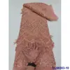Tecido de Renda com Franjas Bordado com Miçangas de Largura Total Estilo Francês Vintage Tecido de Renda com Lantejoulas para Noivas
