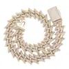 Collar Cubano de 20 mm Hip-Hop Europeo y Americano Full Diamond con Pinchos de Espina Joyería de Pulsera Personalizada de Moda para Hombres y Mujeres