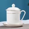 Taza de Té de Cerámica Jingdezhen con Tapa Oficina Reunión Taza de Té de Porcelana Hueso Taza de Cerámica Mango de Taza Taza de Agua Tallado Personalizado