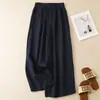 Pantalones Casuales de Cintura Elástica Estilo Nuevo Primavera y Otoño para Mujer Pantalones de Pierna Ancha de Algodón y Lino Artísticos Retro Pantalones Largos de Pierna Recta