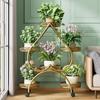 Suporte de Flores Suporte de Armazenamento Interno de Ferro Multicamadas com Rodas de Chão Suporte para Vasos de Flores Verdes Suporte de Flores para Sala de Estar Doméstica Varanda