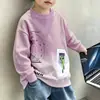 Sudadera de nuevo estilo para niños, de manga larga, fina, elegante, cuello redondo, capa base para niños de mediana y mayor edad, adecuada para primavera, otoño e invierno, con forro polar