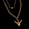 Collar de Bolas de Acero Inoxidable Transfronterizo Europeo y Americano Cadena de Serpiente Apilada de Acero de Titanio Tótems de Vaca Accesorios de Otoño e Invierno para Mujer Chapado en Oro de 18K