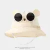 Sombrero de Bebé Estilo Verano con Gafas, Lindo Sombrero de Pescador Rayado para Niños y Niñas, Sombrero Tipo Cubo para Bebés con Protección Solar
