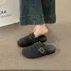 Mules sin cordones para mujer, estilo nuevo 2026, con suela gruesa y hebilla metálica, estilo retro coreano