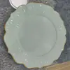 Pratos de Plástico Dourados Luxuosos com Padrões Redondos em Relevo, Pratos de Frutas, Bandejas de Decoração para Casamento, Pratos de Base