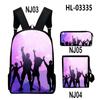 Amazon Transfronterizo Nuevo Mochila con Patrón de Danza de Sombras Mochila Reductora de Carga Set Bolso de Hombro Estuche para Lápices